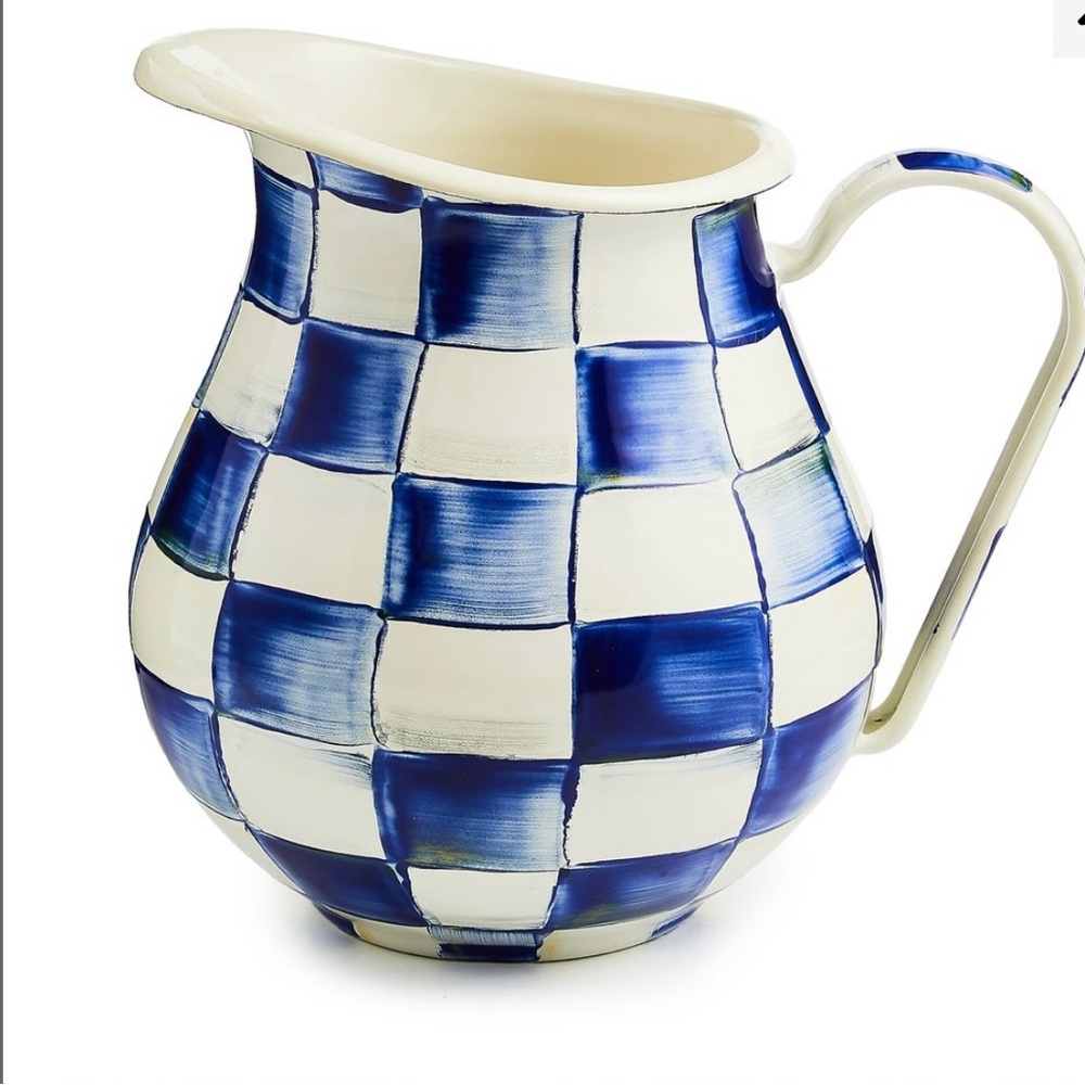 MacKenzie-Childs NWOT Blue and White Royal Check Pitcher